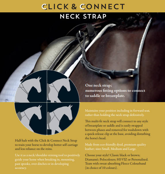 Salute Equestrian Classic Black Click & Connect Neck Strap Large | UK - View #2