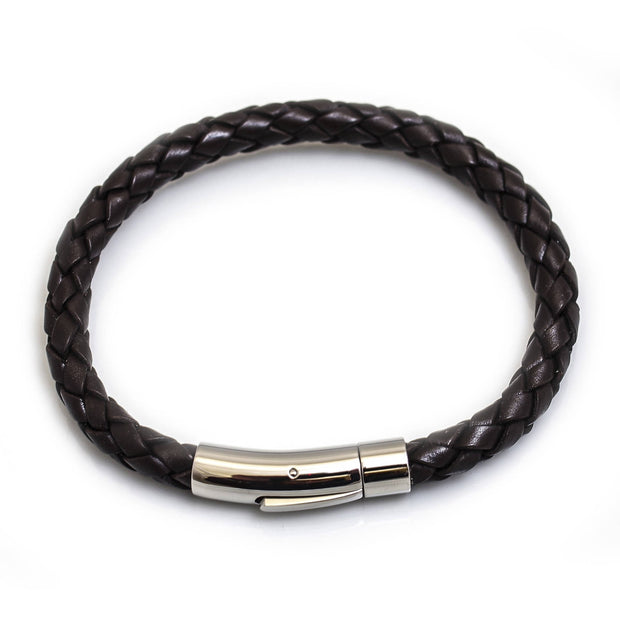 Leather Bracelet With Stainless Steel Clip Clasp