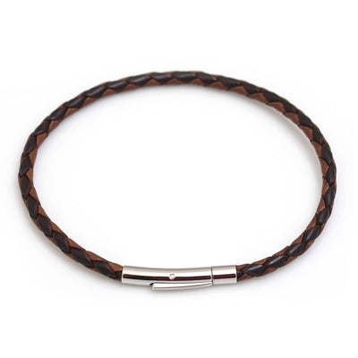 Single Fox Plait Leather Bracelet