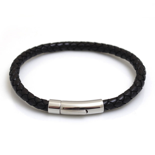 Leather Bracelet With Stainless Steel Clip Clasp