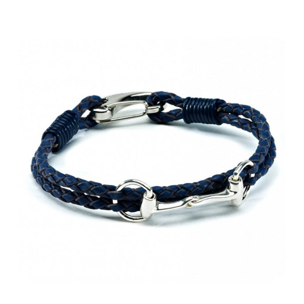 Sterling Silver Snaffle Leather Bracelet