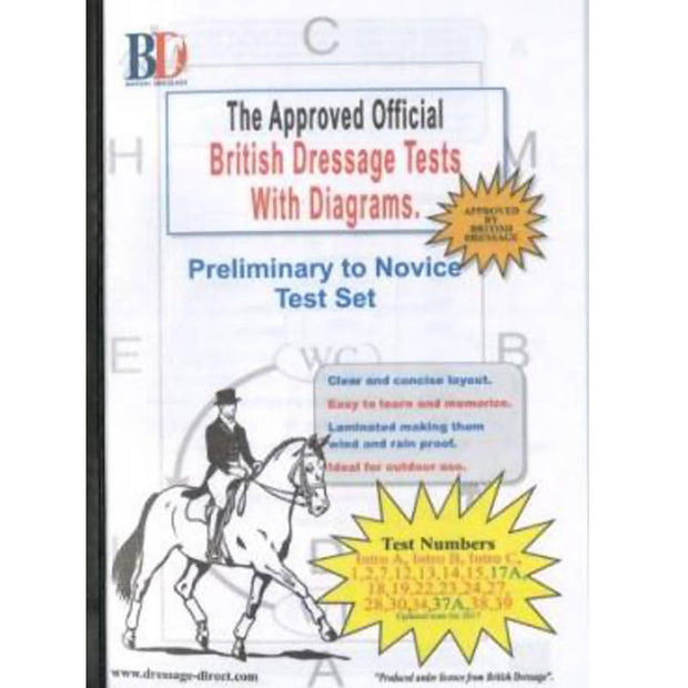 British Dressage Laminated Test Plans - Preliminary to Novice