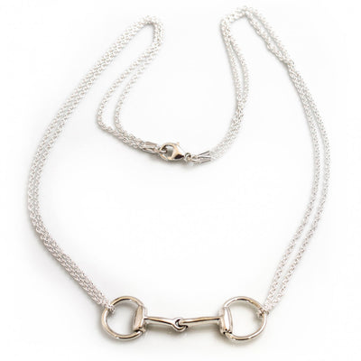 Sterling Silver Double Chained Snaffle Necklace